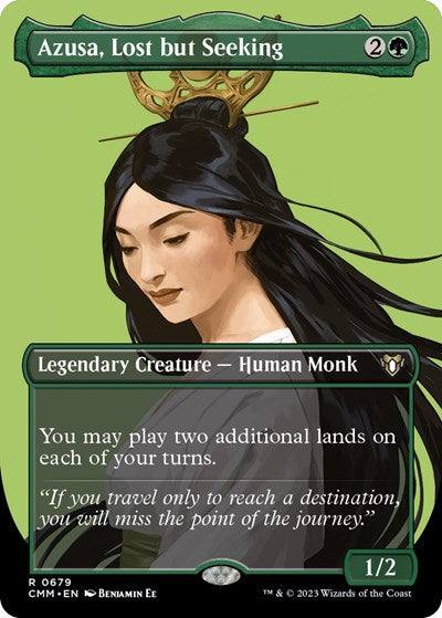 Azusa, Lost but Seeking (Borderless) (Commander Masters) Light Play Foil