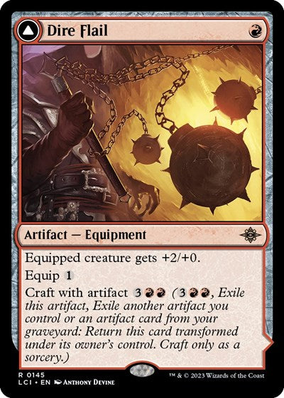 Dire Flail (The Lost Caverns of Ixalan) Medium Play Foil