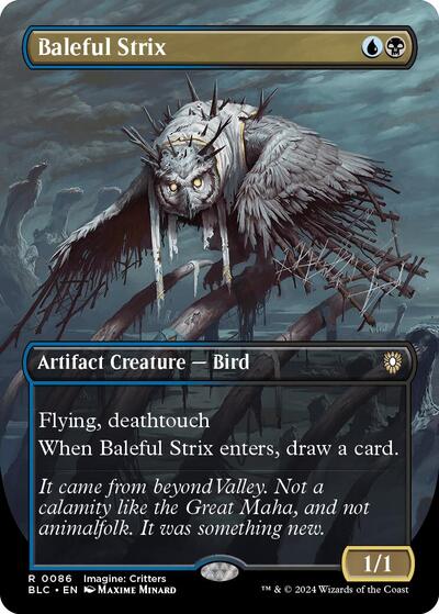 Baleful Strix (Borderless) (Commander: Bloomburrow) Near Mint