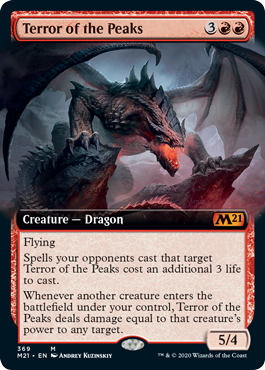 Terror of the Peaks (Extended Art) (Magic 2021 Core Set) Medium Play Foil