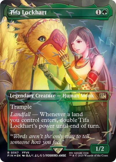Tifa Lockhart (Borderless) (Chocobo Track Foil) (Universes Beyond: FINAL FANTASY) Light Play Foil