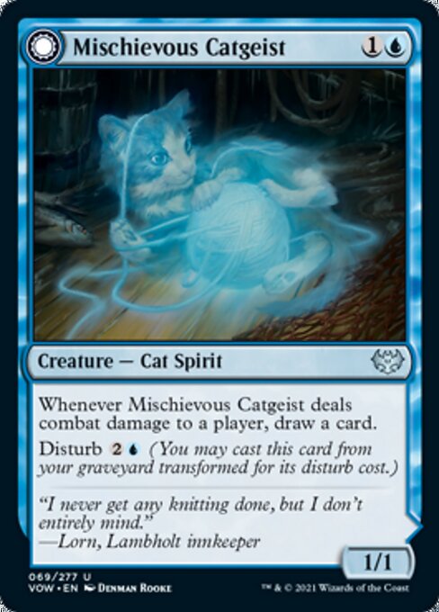 Mischievous Catgeist / Catlike Curiosity (Innistrad: Crimson Vow) Light Play Foil