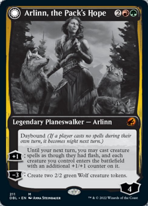 Arlinn, the Pack's Hope / Arlinn, the Moon's Fury (Innistrad: Double Feature) Light Play Foil