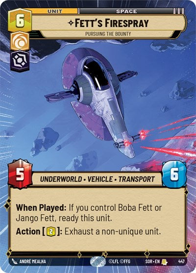 Fett's Firespray Pursuing the Bounty (Hyperspace) (Spark of Rebellion) Near Mint Foil
