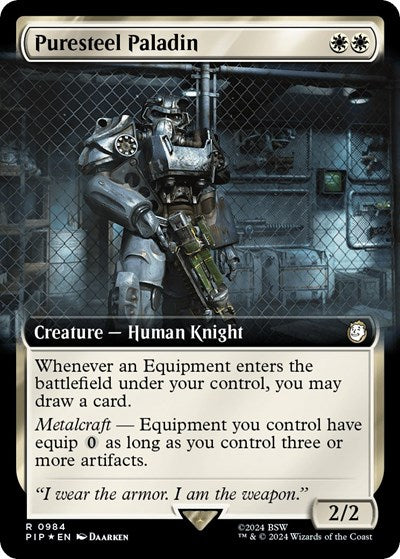 Puresteel Paladin (Extended Art) (Surge Foil) (Universes Beyond: Fallout) Light Play Foil