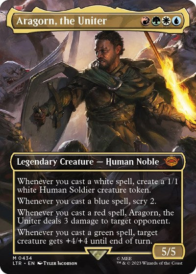 Aragorn, the Uniter (Borderless) (Universes Beyond: The Lord of the Rings: Tales of Middle-earth) Medium Play