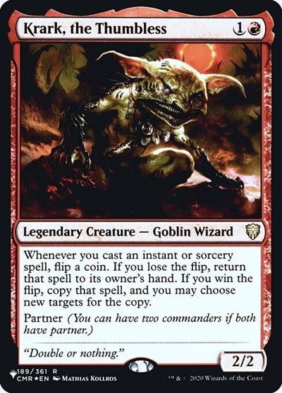 Krark, the Thumbless (Secret Lair Commander: Heads I Win, Tails You Lose) Light Play Foil