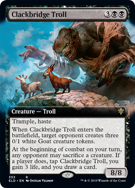 Clackbridge Troll (Extended Art) (Throne of Eldraine) Light Play Foil