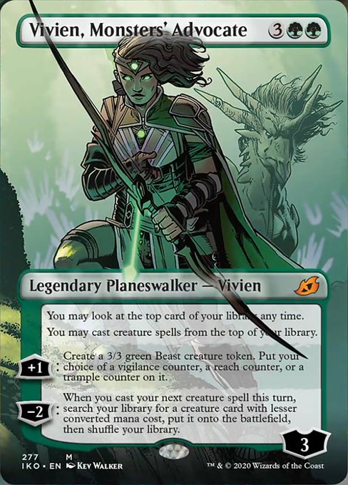 Vivien Monsters Advocate (Borderless) (Ikoria: Lair of Behemoths) Light Play Foil