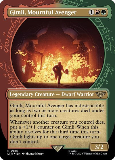 Gimli, Mournful Avenger (Showcase) (Surge Foil) (Universes Beyond: The Lord of the Rings: Tales of Middle-earth) Light Play Foil