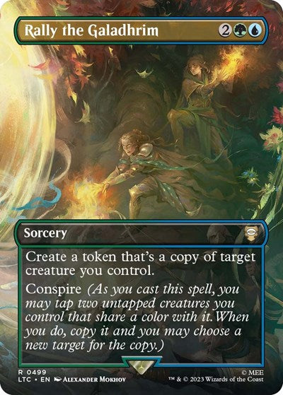 Rally the Galadhrim (Borderless) (Commander: The Lord of the Rings: Tales of Middle-earth) Light Play Foil
