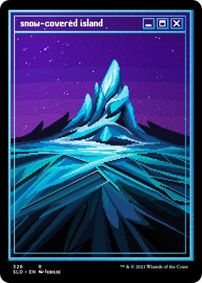 Snow-Covered Island (PixelSnowLands.jpg) (Foil Etched) (Secret Lair) Near Mint Foil