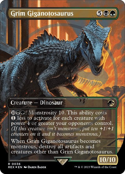 Grim Giganotosaurus (Borderless) (Emblem) (Universes Beyond: Jurassic World Collection) Near Mint Foil