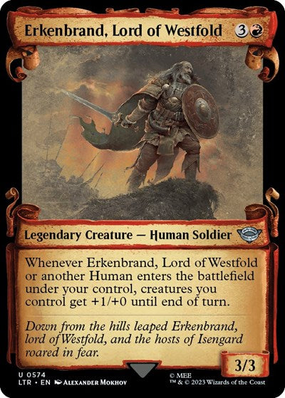 Erkenbrand, Lord of Westfold (Showcase Scrolls) (Universes Beyond: The Lord of the Rings: Tales of Middle-earth) Light Play Foil