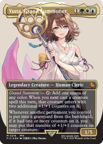 Yuna, Grand Summoner (Borderless) (Surge Foil) (Commander: FINAL FANTASY) Near Mint Foil
