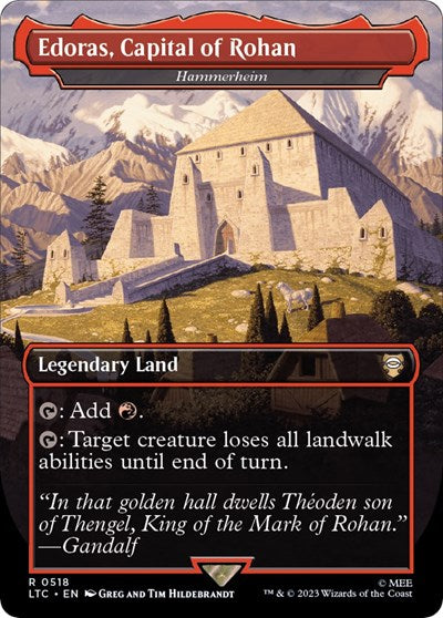 Edoras, Capital of Rohan - Hammerheim (Borderless) (Commander: The Lord of the Rings: Tales of Middle-earth) Medium Play Foil