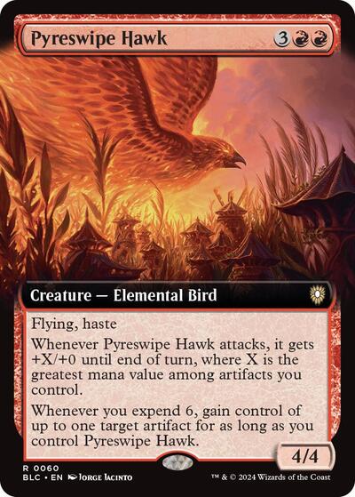 Pyreswipe Hawk (Extended Art) (Commander: Bloomburrow) Light Play