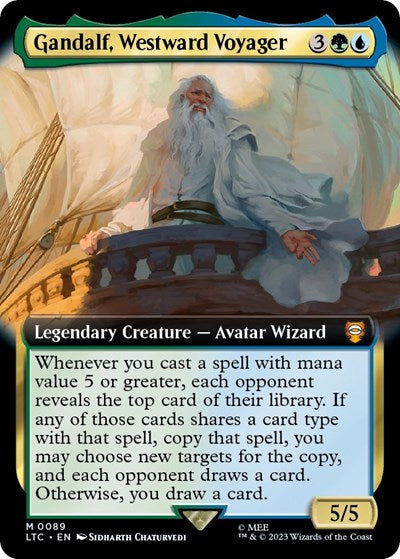 Gandalf, Westward Voyager (Extended Art) (Commander: The Lord of the Rings: Tales of Middle-earth) Light Play Foil
