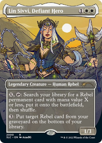 Lin Sivvi, Defiant Hero (Borderless) (Secret Lair: 30th Anniversary Countdown Kit) Near Mint Foil