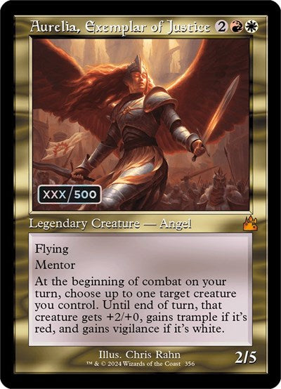 Aurelia, Exemplar of Justice (Retro Frame) (Serial Numbered) (Ravnica Remastered) Near Mint Foil