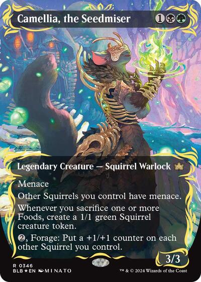Camellia, the Seedmiser (Borderless) (Raised Foil) (Bloomburrow) Near Mint Foil