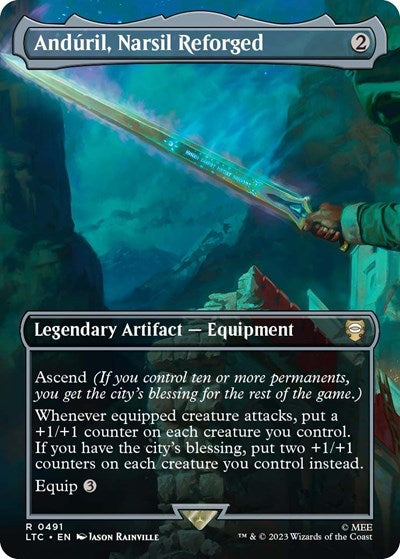 Anduril, Narsil Reforged (Borderless) (Commander: The Lord of the Rings: Tales of Middle-earth) Medium Play Foil