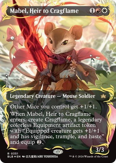 Mabel, Heir to Cragflame (Borderless) (Raised Foil) (Bloomburrow) Near Mint Foil