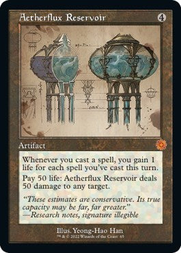 Aetherflux Reservoir (Schematic) (The Brothers' War: Retro Frame Artifacts) Light Play Foil
