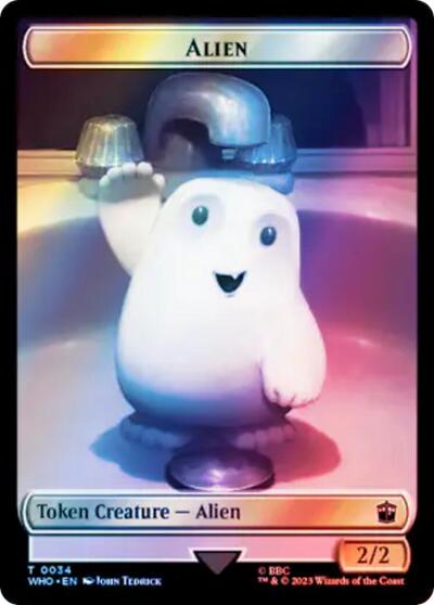 Alien / Dinosaur Double-Sided Token (Surge Foil) (Universes Beyond: Doctor Who) Near Mint Foil
