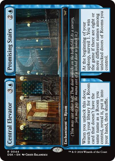 Central Elevator / Promising Stairs (Duskmourn: House of Horror) Light Play Foil