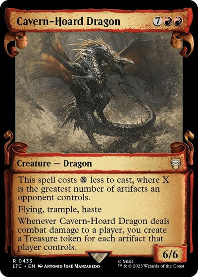 Cavern-Hoard Dragon (Showcase Scrolls) (Commander: The Lord of the Rings: Tales of Middle-earth) Damaged / Poor Foil