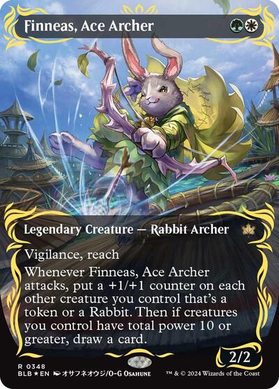 Finneas, Ace Archer (Borderless) (Raised Foil) (Bloomburrow) Near Mint Foil