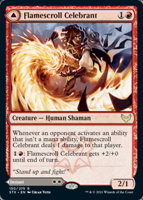 Flamescroll Celebrant / Revel in Silence (Strixhaven) Medium Play Foil