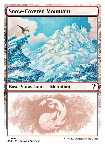 Snow-Covered Mountain (White Border) (Mystery Booster 2) Light Play