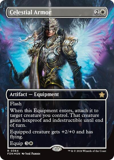 Celestial Armor (Borderless) (Mana Foil) (Foundations) Light Play Foil