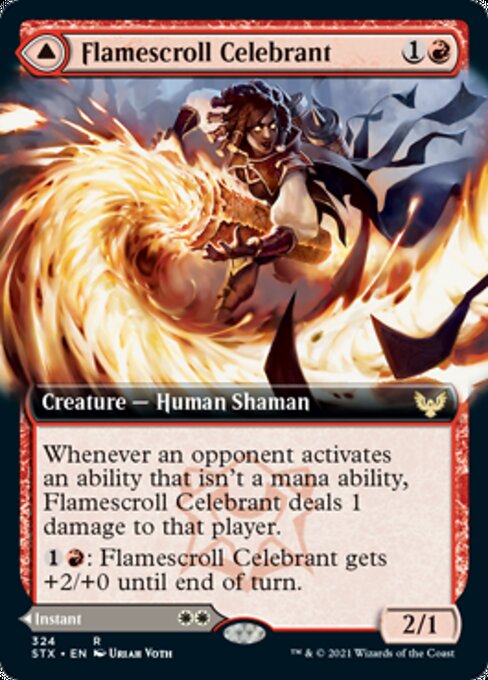 Flamescroll Celebrant / Revel in Silence (Extended Art) (Strixhaven) Light Play Foil