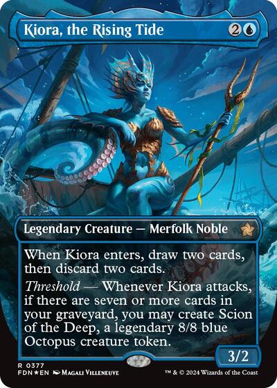 Kiora, the Rising Tide (Borderless) (Mana Foil) (Foundations) Near Mint Foil