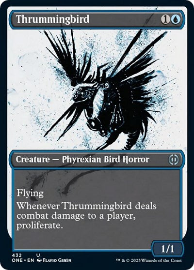 Thrummingbird (Showcase) (Step-and-Compleat Foil) (Phyrexia: All Will Be One) Light Play Foil