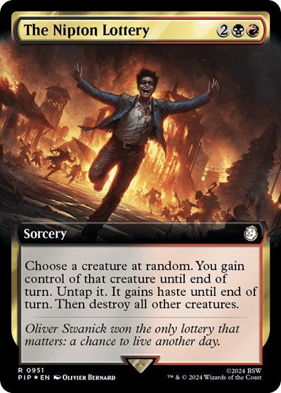 The Nipton Lottery (Extended Art) (Surge Foil) (Universes Beyond: Fallout) Light Play Foil
