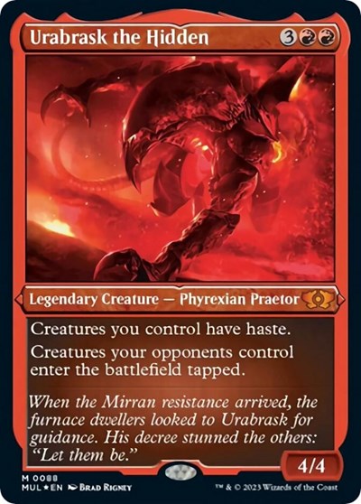 Urabrask the Hidden (Foil Etched) (March of the Machine: Multiverse Legends) Light Play Foil