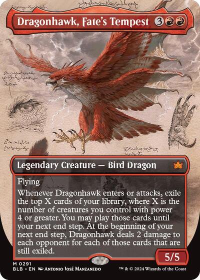 Dragonhawk, Fate's Tempest (Borderless) (Bloomburrow) Light Play Foil