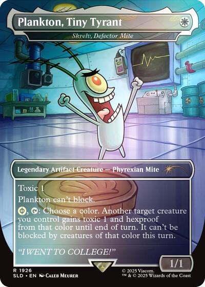 Plankton, Tiny Tyrant - Shrelv, Defector Mite (Rainbow Foil) (Secret Lair) Light Play Foil