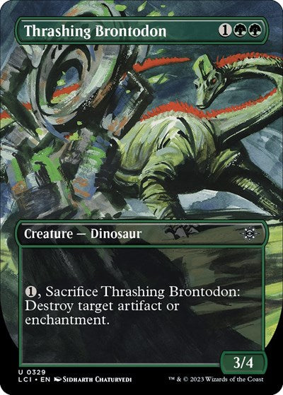 Thrashing Brontodon (Borderless) (The Lost Caverns of Ixalan) Light Play Foil