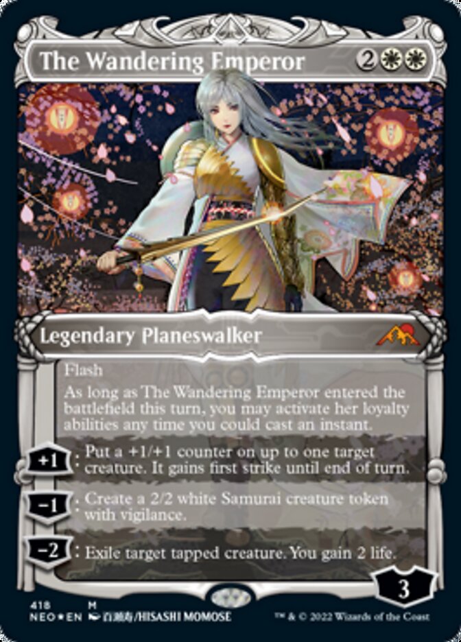 The Wandering Emperor (Foil Etched) (Kamigawa: Neon Dynasty) Medium Play Foil