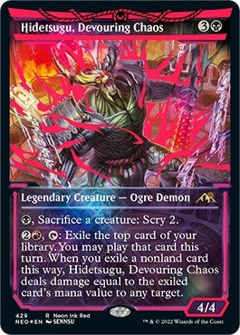 Hidetsugu, Devouring Chaos (Neon Red) (Kamigawa: Neon Dynasty) Near Mint Foil