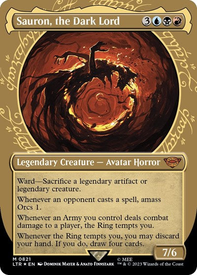 Sauron, the Dark Lord (Showcase) (Surge Foil) (Universes Beyond: The Lord of the Rings: Tales of Middle-earth) Damaged / Poor Foil