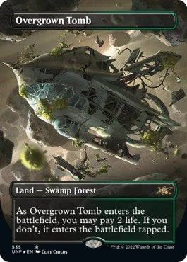 Overgrown Tomb (Borderless) (Galaxy Foil) (Unfinity) Light Play Foil