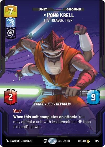 Pong Krell It's Treason, Then (Prestige Foil) (Legends of the Force) Near Mint Foil
