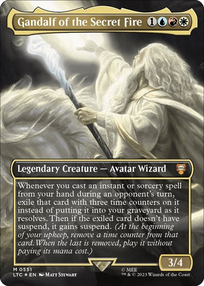 Gandalf of the Secret Fire (Borderless) (Surge Foil) (Commander: The Lord of the Rings: Tales of Middle-earth) Near Mint Foil
