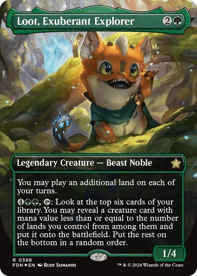 Loot, Exuberant Explorer (Borderless) (Mana Foil) (Foundations) Near Mint Foil
